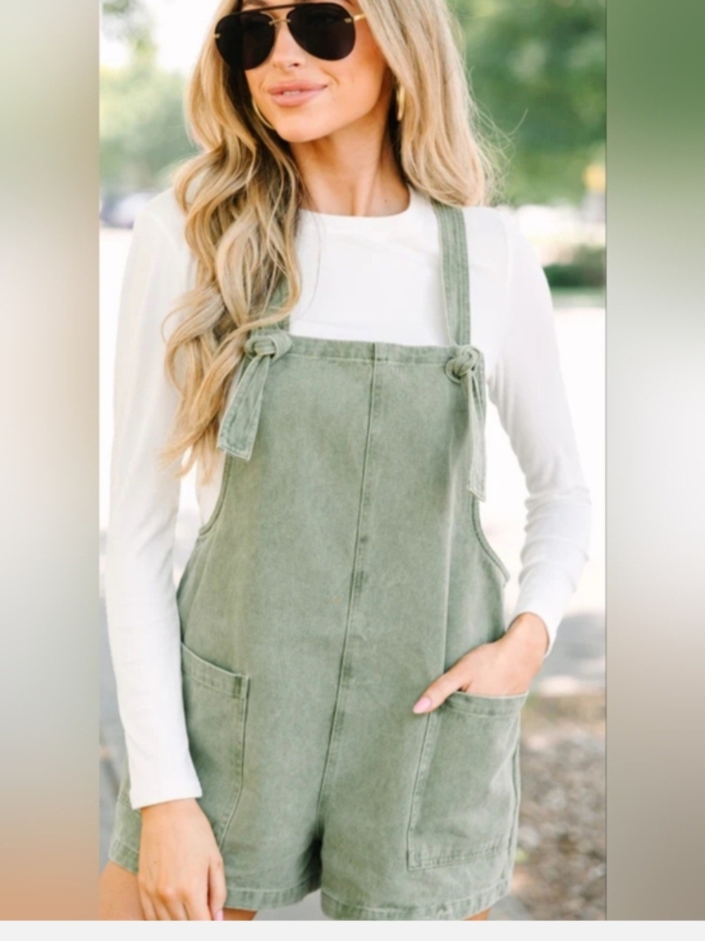 Zenana Outfitters Olive Green Short Denim Overalls NIB Sizes S, M